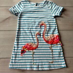 Mini Boden Striped Flamingo Applique Dress